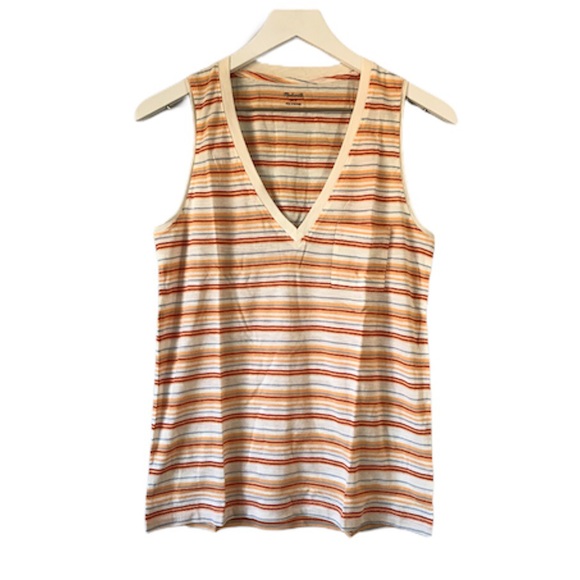 *SOLD!* NWT Madewell whisper cotton v neck striped top S - Picture 2 of 8